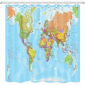 Amazon Com Ambesonne Wanderlust Shower Curtain Animal Map Of The