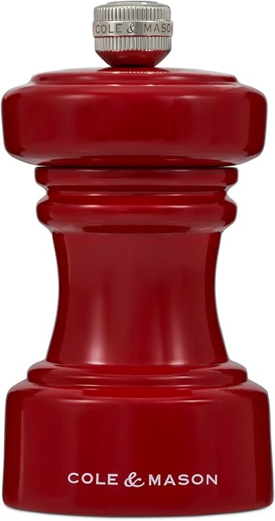 Cole & Mason Hoxton Red Gloss Salt Mill 10cm Beech Wood Ceramic Grinder