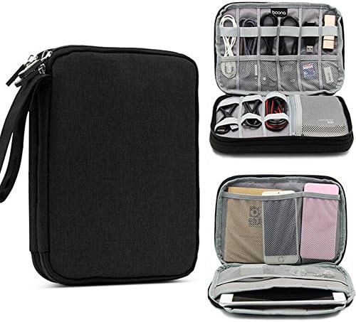 Binpure 4 Types Layer Electronic Accessories Organizer Travel Gadget Carry Bag For Earphone, USB, Charge Cable (24x18x4 cm, black)