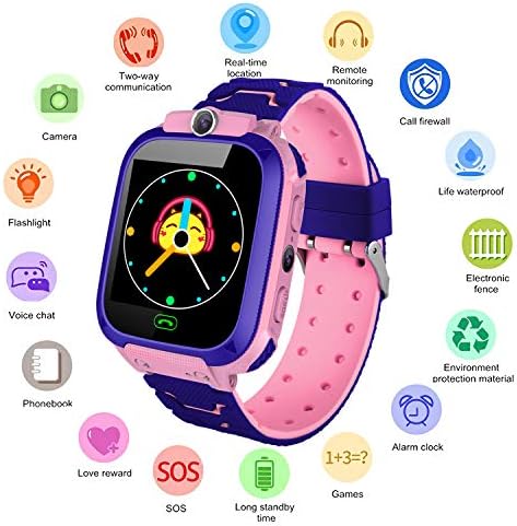 Kids Waterproof Smart Watch Phone - 1.4" Touch Screen Kids Wrist Watch with Call SOS Voice Chat Camera Alarm Learning Games Toy Childrens Day Gifts for Boys Girls Age 4-12