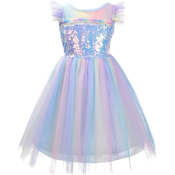 Amazon.com: WOCINL Princess Rainbow Tulle Dress Girls Unicorn Birthday  Party Wedding Pageant Christmas Halloween Costume w/Headband 3-4T :  Clothing, Shoes & Jewelry