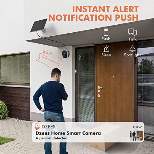 Dzees 4MP Solar Security Camera Outdoor Wireless WiFi 2.5K Color Night