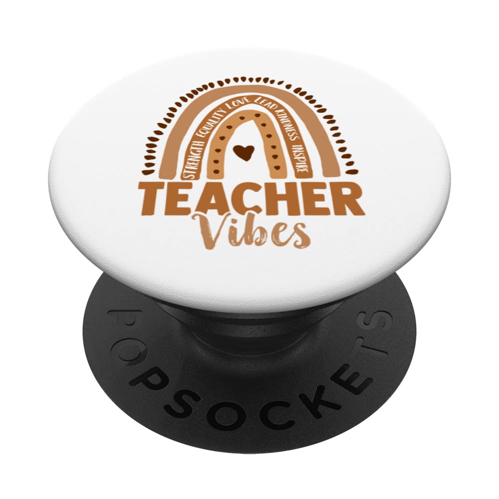 Teacher Vibes, Rainbow Melanin Poppin, Black Educator PopSockets Swappable PopGrip