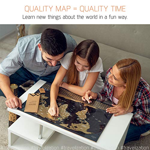 Scratch Off Map of The World with Flags 24 x 17 Easy to Frame Scratch