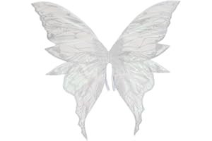 ZEXILILA Adult Fairy Wings, Shiny Transparent Angel Wings, Halloween Costume Accessory