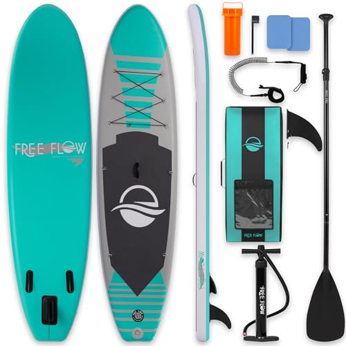 SereneLife Aufblasbares Stand Up Paddle Board (15,2 cm dick) mit Premium SUP Zubehör & Tragetasche | Breiter Stand, Bodenflosse für Paddling, Anti-Rut