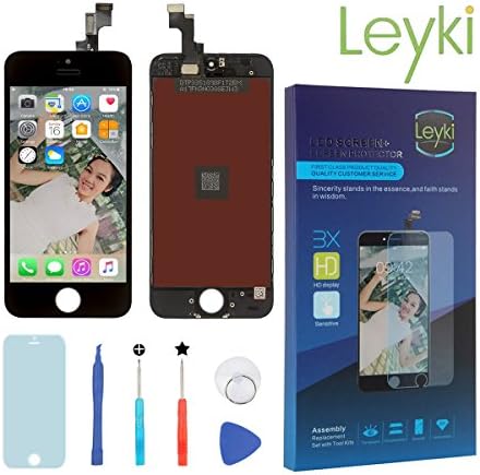 Leyki LCD Touch Screen Digitizer for IPhone 5s(Black) 4.0 inches Screen Replacement Assembly Full Set Repair Tool Kit Including Screen Protector