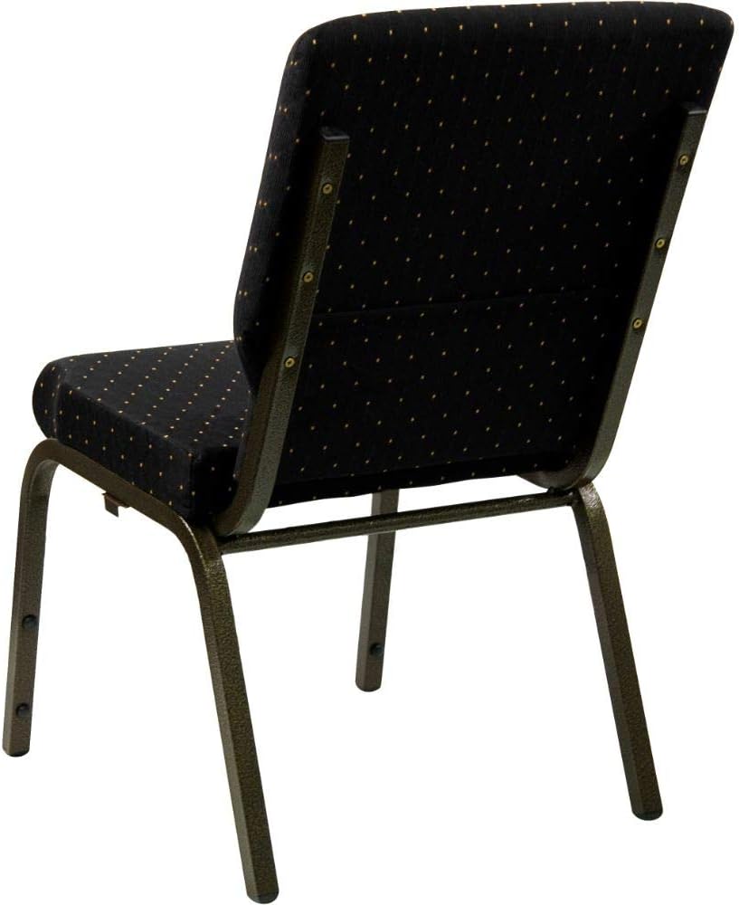 Flash Furniture HERCULES Series 18.5''W Stacking Church Chair in Black Dot Patterned Fabric - Gold Vein Frame: Furniture & Decor