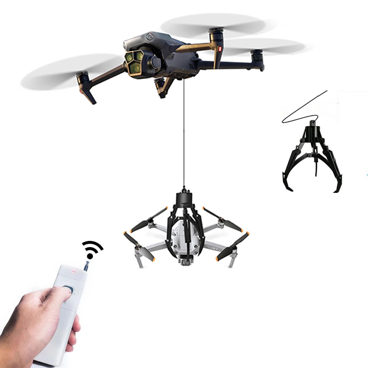 Photo 1 of Mantis Claw Grabber for DJI Drones, Intelligent Manipulator for Mavic 3/Air 3/Mini 4 Pro/Mini 2, Rescue & Fishing Hook with Fixed-Point Drop (Drones Not Included)