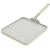 GreenPan x Bobby Flay 11” Nonstick Square Griddle Pan, PFAS-Free Diamond Ceramic Stay-Cool Silicone Handle, Easy Clean Dishwasher & Oven Safe Skillet, Cream