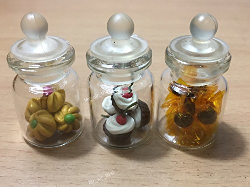 3pc Miniature Cookie Cake Food Candy Dollhouse Cake in Clear Glass Mini Bottle fruit mix Lemon #MF008