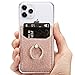 ACRSIKR Card Holder for Back of Phone, RFID Blocking Glitter Cell Phone Credit Wallet with Ring Pocket Stick on iPhone