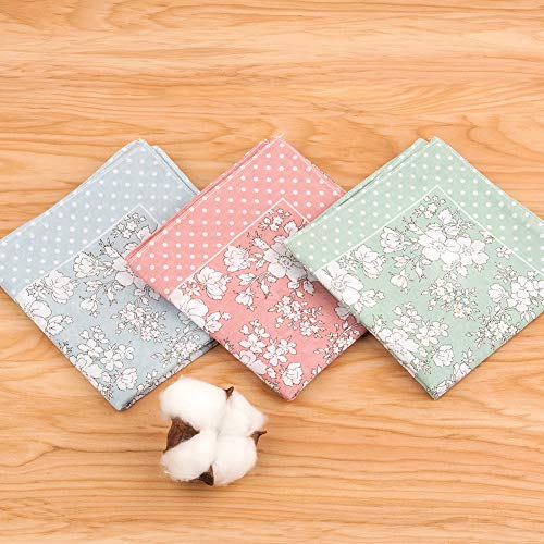 Houlife Ladies 100% 60S Cotton Handkerchiefs Womens Floral Print Hankies for Wedding Party 18x18"