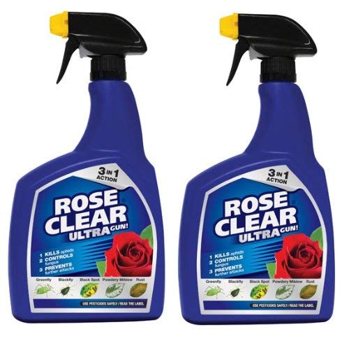 2 x Rose Clear Ultra Gun Trigger 3 In 1 Rose Bug Killer fugus Control - 1 Litre