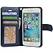 Arae Case for iPhone 6s / iPhone 6, Premium PU Leather Wallet case [Wrist Strap] Flip Folio [Kickstand Feature] with ID&Credit Card Pockets for iPhone 6s / 6 4.7 inch (Blue)