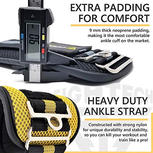FIGHTECH Ankle Straps for Cable Machines | Fitness Ankle Cuffs for Women & Men | Gym Cable Attachments for Glute and Leg Workouts | Must-Have Gym Accessories for Women & Men (x3m Yellow) - Thumbnail 3