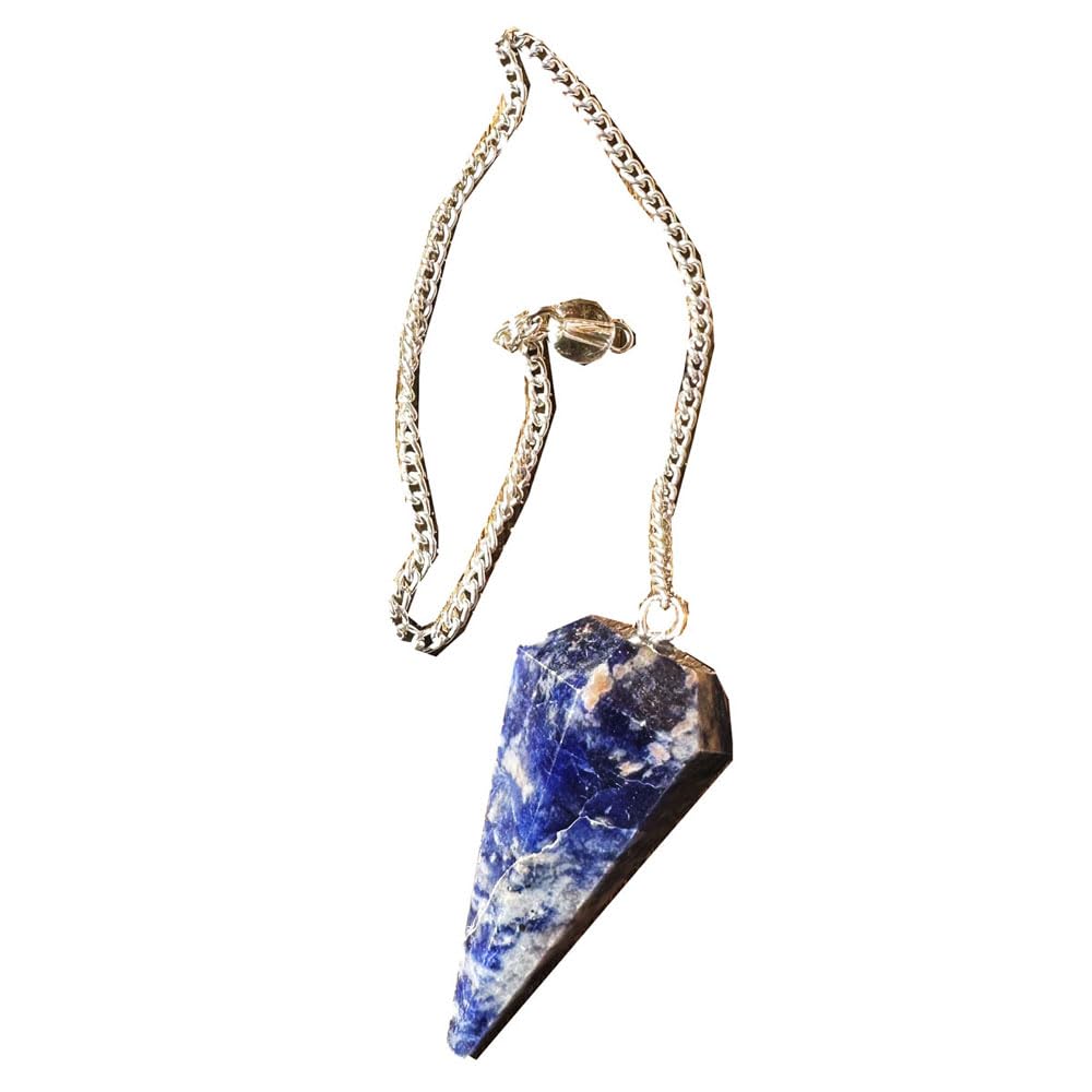 Natural Stone Sodalite Pendulum Crystal Pendulum Vintage Hexagonal Crystal Pendulum for Dowsing Pendulum Chakra Reiki Divination Wiccan Meditation (Sodalite)