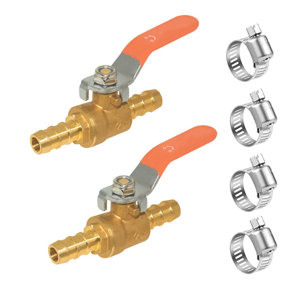 Hooshing 2PCS 1/2" Hose Barb Mini Ball Valve Pipe