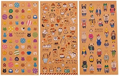 Gwill 9Pcs Japanese Kraft Paper Cute Cat Sticker Diary Decorate PVC Transparent Scrapbooking Stationery Stickers Supplies