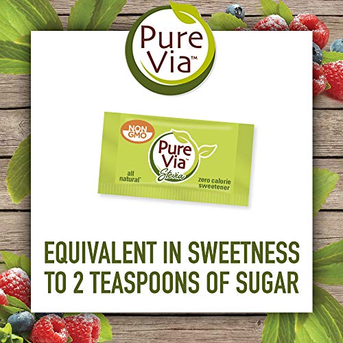 PURE VIA Stevia Sweetener Packets, Sugar Substitute, Natural Sweetener