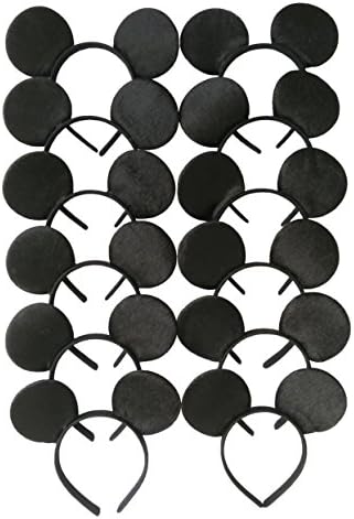 nuxisk Mouse Ears Headband, Solid Black (Set of 12)