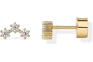 PAVOI 14K Gold Plated 925 Sterling Silver Posts Mini Stud Flat Back Earrings for Women | Helix Cartilage Piercing Jewelry | Dainty Pearl Star Cluster Cubic Zirconia Lotus Climber Screw Backs