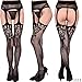 The victory of cupid Womens Fishnet Tights Suspender Pantyhose Thigh-High Stockings Black Waisted Pantyhose (one Size, 3-Pairs-03)