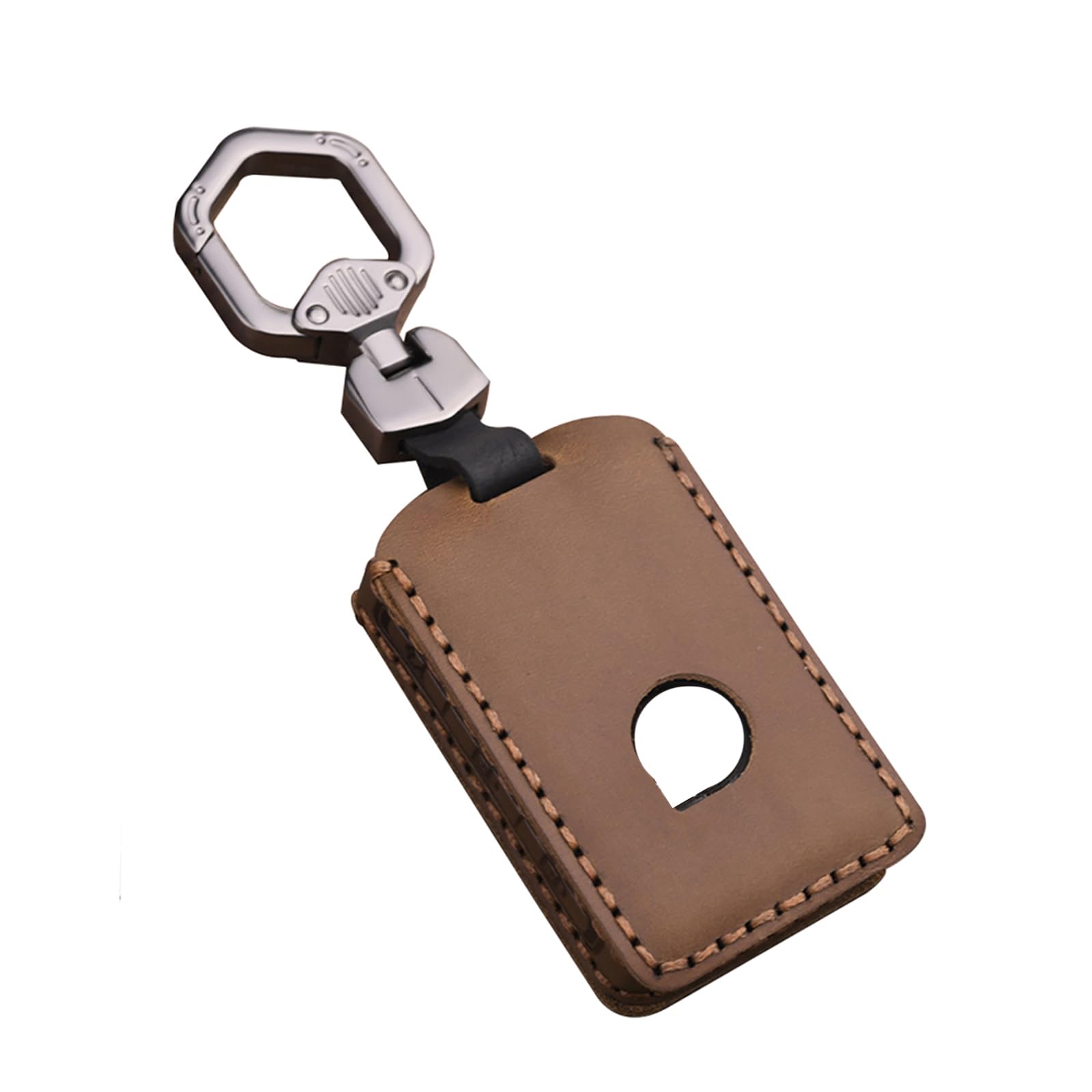 HIBEYO Car Key Case Fits Volvo Protective Case Key Box Key Case Leather Cover for Volvo XC90 XC70 S60 S80 S90 C30 V70 V90 T8 Keyless Remote Control with Key Fob Brown