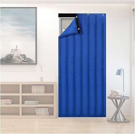 Amazon Zhaohui ドアカーテン 仕切りカーテン 冬 防風 折り畳み可能 オックスフォード布 仕切りカーテン ノイズを減らす リビングルームの戸口 カスタマイズ可能 Color Blue Size 140x2cm カーテン オンライン通販