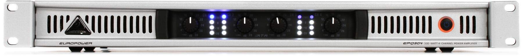 Behringer EUROPOWER EPQ304 Amplificador de potencia profesional de 300 vatios, liviano, de 4 canales con tecnología ATR (respuesta transitoria acelerada)