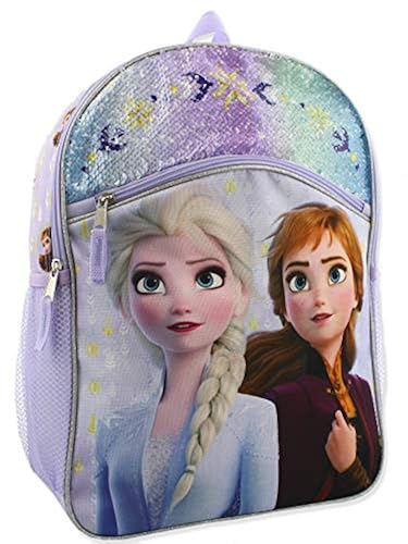 Frozen Elsa Anna Girls Kid 16 inch Flip Sequin School Backpack