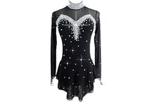 LIUHUO Blue Ice Figure Skating Dress for Girls Women Backless Long-Sleeved Beaded Dresses…