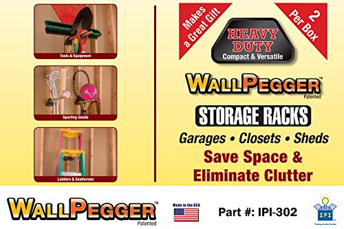 Wallpegger: Garage Wall Storage Racks - 2 Pk - Easy to Install - Incredibly Strong - Store Tools, Sporting Goods, Ladders, Skis, Snowboards, Bikes, Hoses, Power Tools, Golf Clubs, Coats - Adjustable