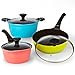 Cook N Home 6 Piece Nonstick Ceramic Coating Die Cast Cookware Set, Multicolor
