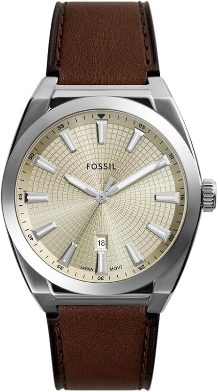 Everett Herrenuhr, Quarz-Dreizeiger-Datumswerk mit Edelstahl- oder Lederarmband