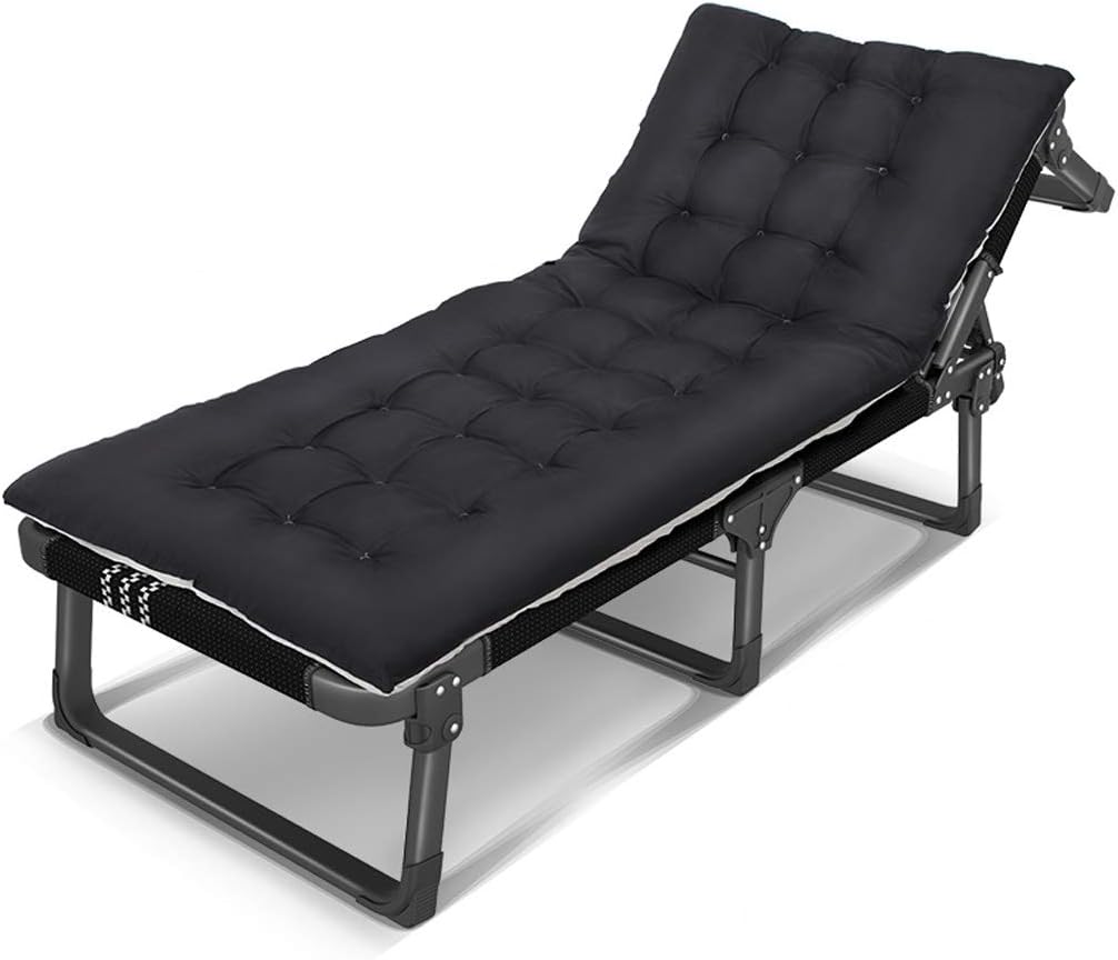 Household Folding Bed Single Bed Bed Office Invisible Bed Portable Accompanying Bed Camp Bed Bold Pipe Rack Thick Cotton Pad (Color : B.Plus pad)