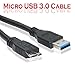 SaiTech IT 35CM USB 3.0 Cable A to Micro B high Speed Upto 4.8 Gbps Data Transfer Cable for Portable External Hard Drive - Black
