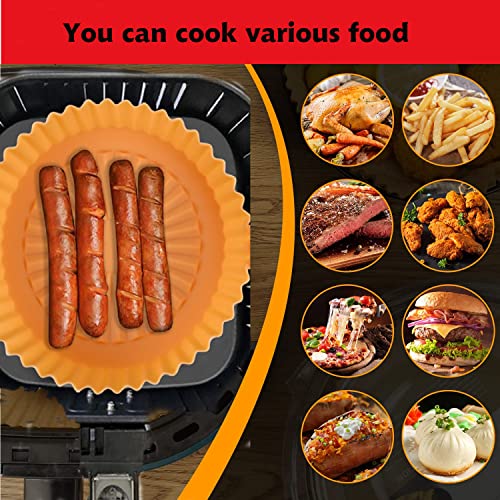 VNICE 3PCS Air Fryer Silicone Pot Replacement of Parchment Paper Liners - Non-stick Reusable Air Fryer Liners with 100pc Disposable Gloves for Baking Roasting Microwave Frying Pan (6.3\