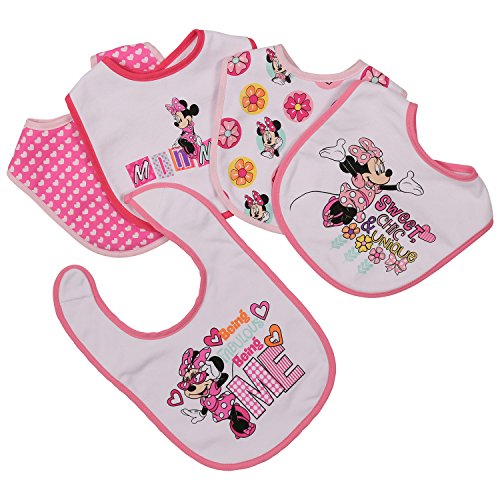 Disney Minnie Mouse 5 Piece Bibs, Sweet and Chic, Pink