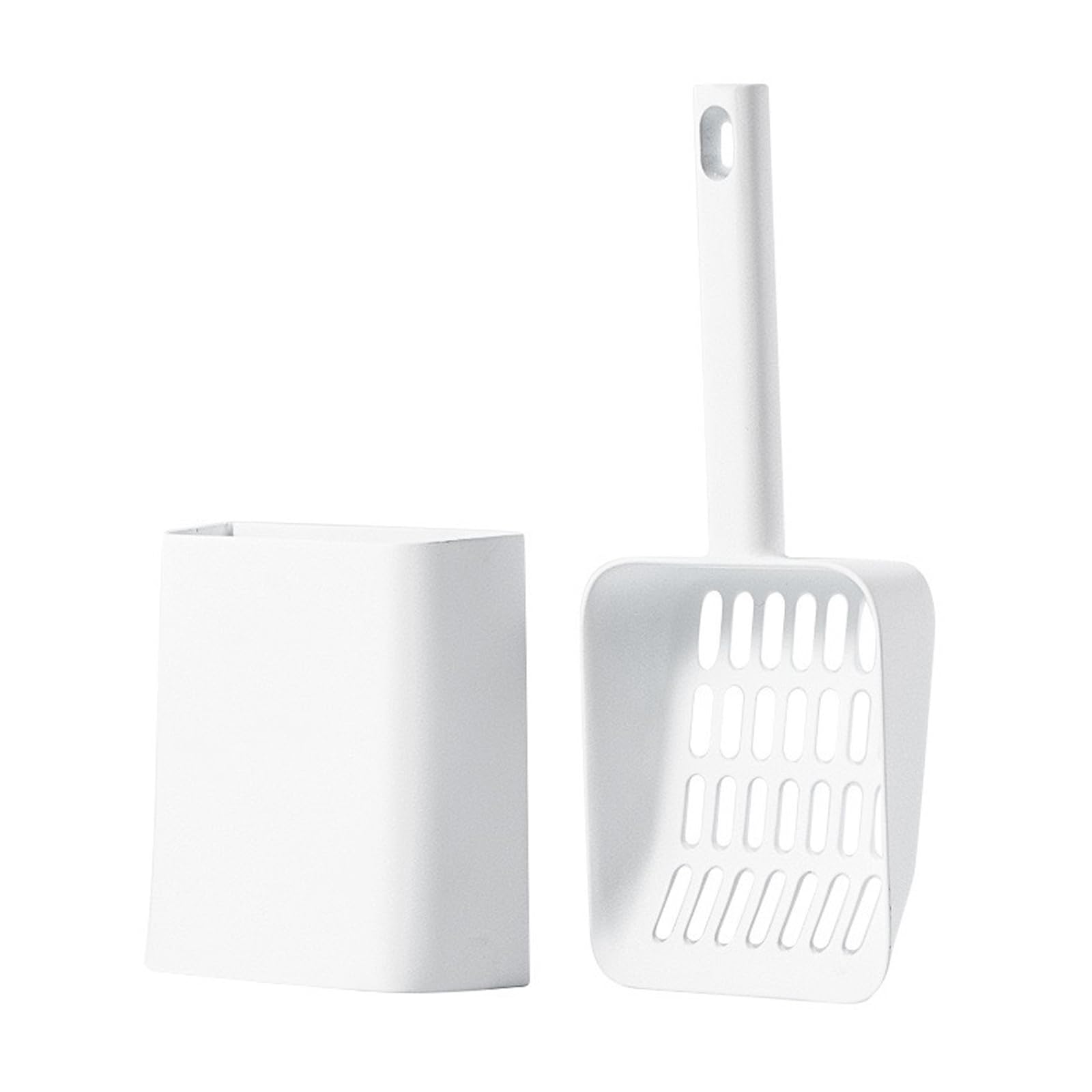 MZFANG Cat Litter Scooper with Stand Holder Plastic Cat Litter Shovel scoop for Cat Litter Toilet Clean Tool Poop Sturdy ABS Plastic For Dog (White)