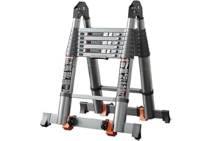 GAMNOF 16.4FT Telescoping Ladder Collapsible, Extension Ladders for Household Use with Safety Spring Loaded Locking, Easy to 