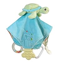 Stephan Baby Go Fish Plush Chewbie Activity Toy and Teething Blankie, Green Sea Turtle