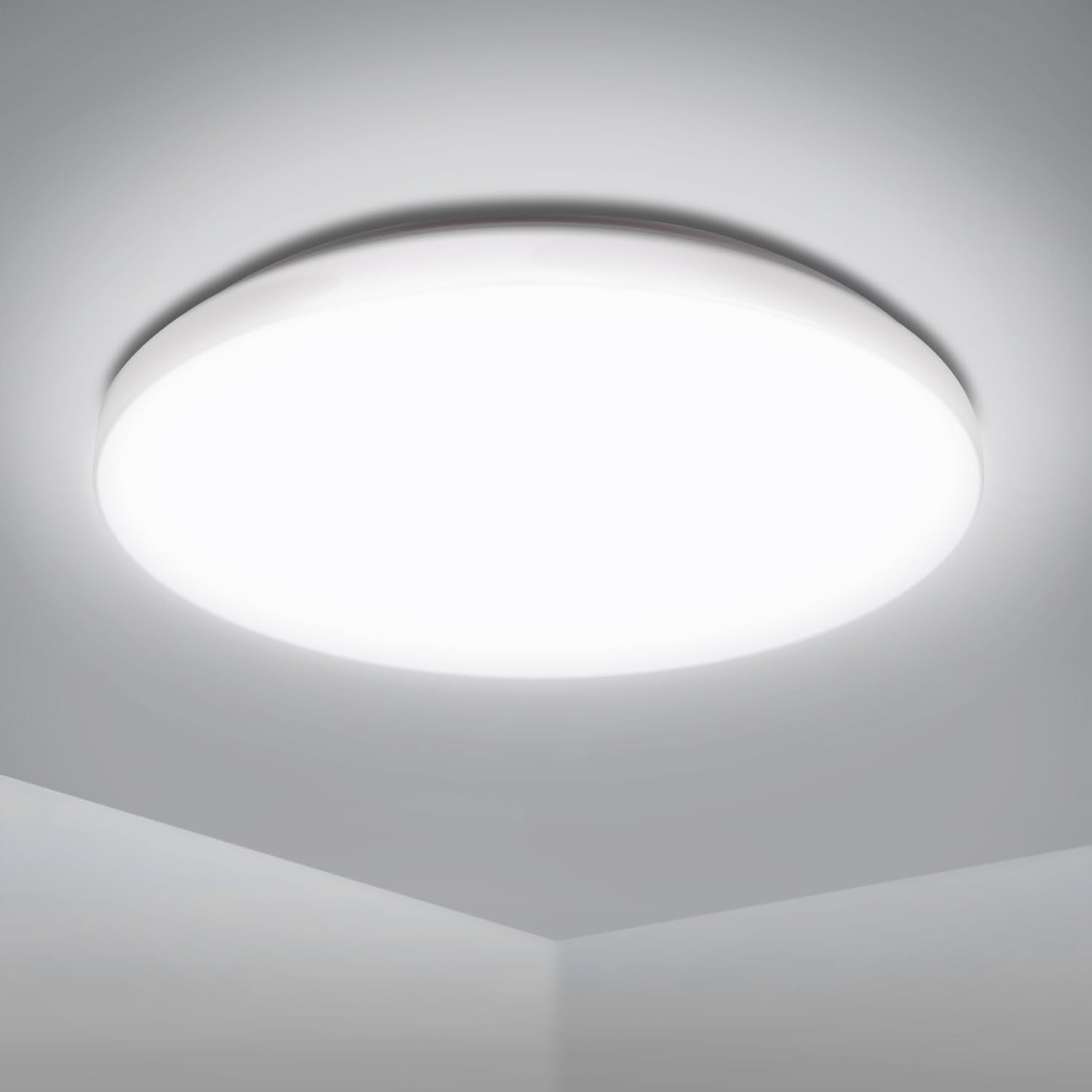 EXTRASTAR 12W Bathroom LED Ceiling Light, 1160LM, 81W Equivalent, IP54 Cool White 6500K Daylight Round Modern Ceiling Lightning for Living Room, Bedroom, Kitchen, Balcony, Office and More, Ø 280mm