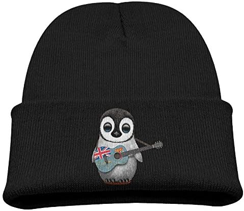TSQCKFC Baby Penguin Playing Fiji Flag Guitar California Strong Kids Beanie Cap