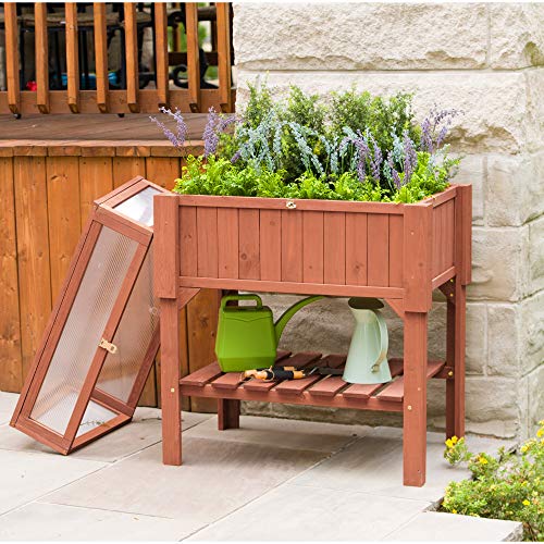 Leisure Season Raised Greenhouse with lift-open roof urban gardening protect starter plants