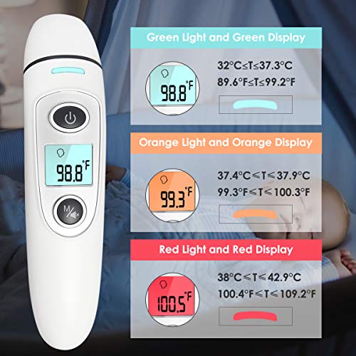 LIUMY Medical Forehead and Ear, Baby Thermometer, 5-in-1 Digital Infrared Thermometer for Fever, Suitable for Infant, Children, Adults, Elders with Fever Indicator - Thumbnail 4