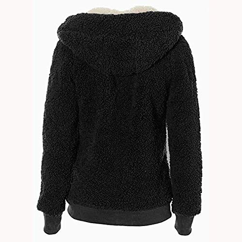 Liraly Womens Sweaters Cardigans Ladies Soft Teddy Hooded Jumper Hoody Jacket Coat with Pocket(BlackÂ ,US-8 /CN-L)