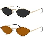 Rmerom Retro Irregular Metal Sunglasses for Women Men, 2026 Trendy Vintage 90s Chic Small Narrow Gold Frame Sun Glasses