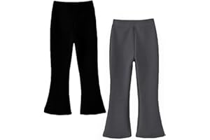LOYBOON Toddler Girl Flare Pants Leggings for Girls Black Fleece Lined Warm Bell Bottoms Leggings Wide Leg Pants