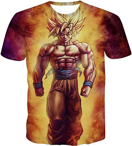qingduomao Unisex Dragon Ball Z T-Shirt 3D Goku Anime Shirt Graphic Printed Short Sleeve Tee Tops